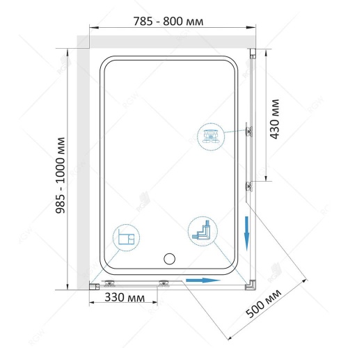 Душевой уголок RGW CL-44B прямоугольный  80*100*185 32094480-14 профиль Чёрный стекло Прозрачное 5 мм RGW