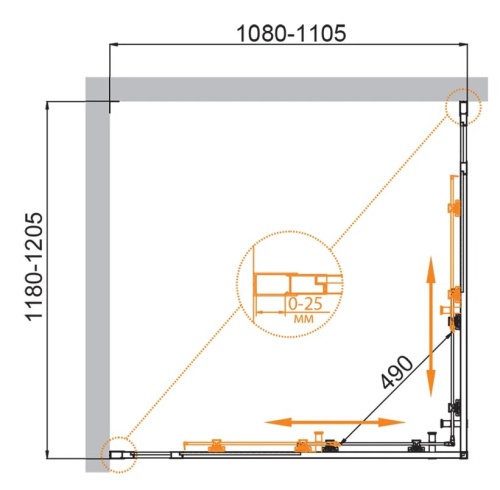 Душевой уголок прямоугольный MOLVENO-AH-22-120/110-P-Cr 1200x1100x1900 CEZARES