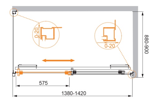 Душевой уголок, прямоугольный LUX-SOFT-W-AH-1-140/90-C-Cr-IV 1400x900x2000 Cezares