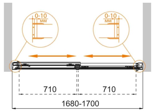 Шторка на ванну TANDEM-SOFT-VF-2-170/145-P-Cr 1700x1450 CEZARES