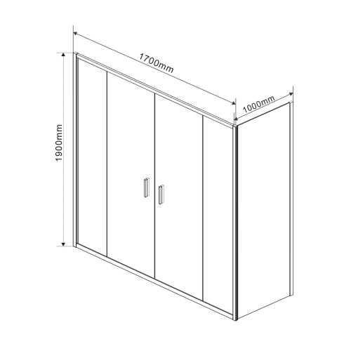 Душевой уголок, прямоугольный Garda VSR-1G21017CL 1700х1000х1900 цвет хром стекло шиншилла Vincea