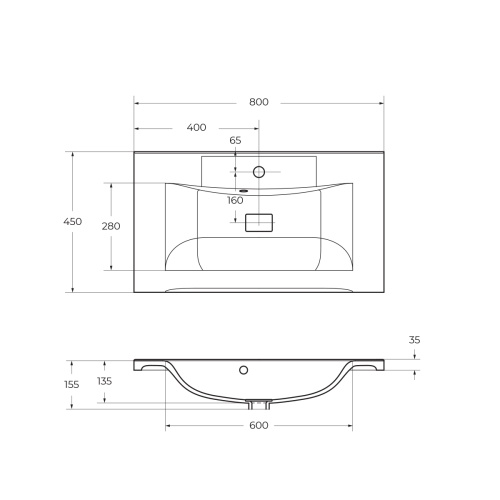 Раковина из искусственного мрамора BB800/450-LV-MR-PR  800x450x530 BelBagno