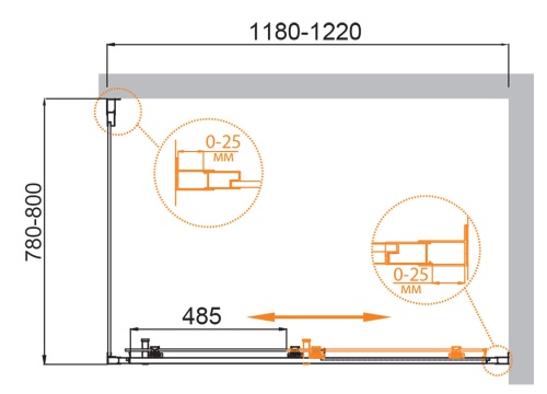 Душевой уголок, прямоугольный MOLVENO-AH-11-120/80-C-Cr-IV  1200x800x1950 Cezares