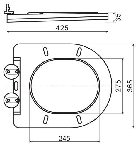 Сиденье дюропласт, soft close, металлическое крепление, серое матовое COLORATO BB062SC-GR BELBAGNO