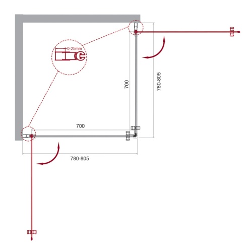 Душевой уголок с двумя распашными дверцами ETNA-A-2-80-C-Cr 800x800x1950 BelBagno