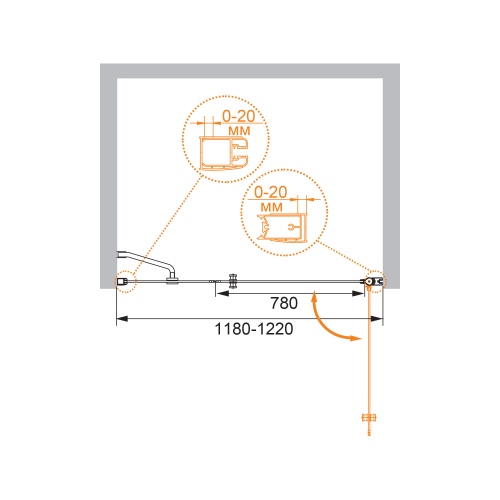 Дверь в проем ELENA-W-B-11-30+90-P-Cr-R 1200x1950 CEZARES