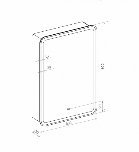 Зеркало-шкаф с подсветкой ART&MAX PLATINO AM-Pla-600-800-1D-R-DS-F ART&MAX