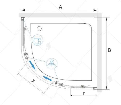Душевой уголок RGW CL-54 полукруглый  90*90*185 32095499-11 профиль Хром стекло Прозрачное 5 мм RGW