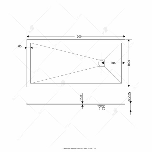 Душевой поддон прямоугольный RGW ST-G мрамор 100*120*2,5 16152012-02 RGW