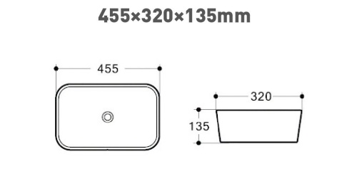 Раковина керамическая накладная AM280-T  455x320x135 ART&MAX