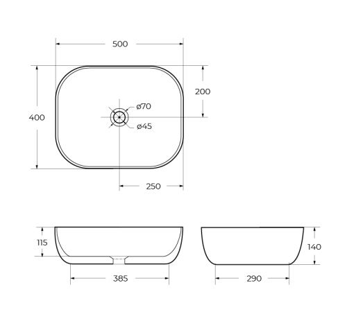 Раковина накладная керамическая   BB1302 BELBAGNO