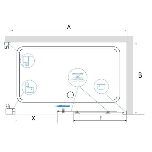 Душевой уголок RGW CL-48B (CL-14B + Z-050-1B) прямоугольный  160*100*185 32094806-014 профиль Чёрный стекло Прозрачное 5 мм RGW