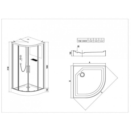 Кабина душевая ESBANO ESB-100 СR