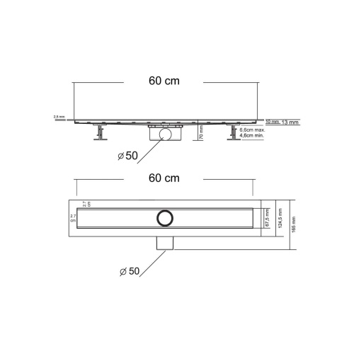 Душевой лоток Optima  SAY.601.60.B.M.S.BUK цвет матовый черный решетка BUKLE Vincea