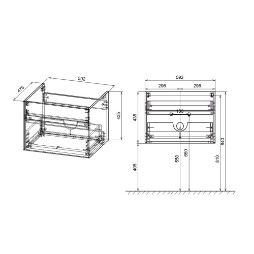 База под раковину Chiara VMC-2C600NO 592х476х435 цвет N.Oak Vincea