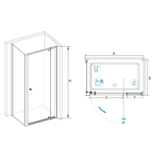 Душевой уголок RGW PA-44 (PA-02 + Z-050-1) прямоугольный  120* 90*185 41084419-011 профиль Хром стекло Прозрачное 6 мм RGW