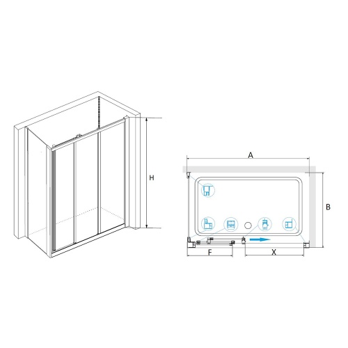 Душевой уголок RGW CL-40-1 (CL-11+Z-060-1) прямоугольный  110* 80*185 040940118-011 профиль Хром стекло Прозрачное 4 мм RGW