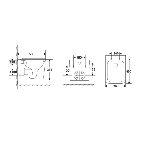 Унитаз подвесной Tornado Q-Line VT1-12T 
530x360x365 белый Vincea