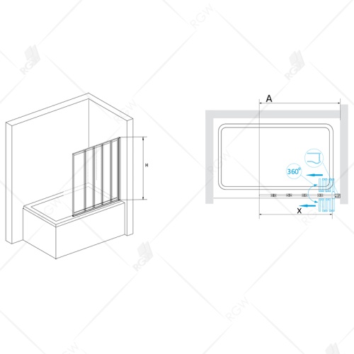 Шторка на ванну RGW SC-22B 120*150 03112212-14 профиль Чёрный стекло Прозрачное 4 мм RGW