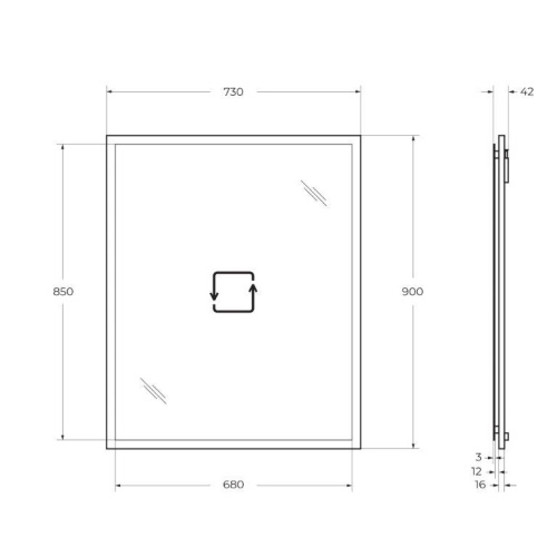 Зеркало со встроенной LED подстветкой, системой Антизапотевания, реверсивное TIFFANY 73x90 Bianco opaco 45043 CEZARES