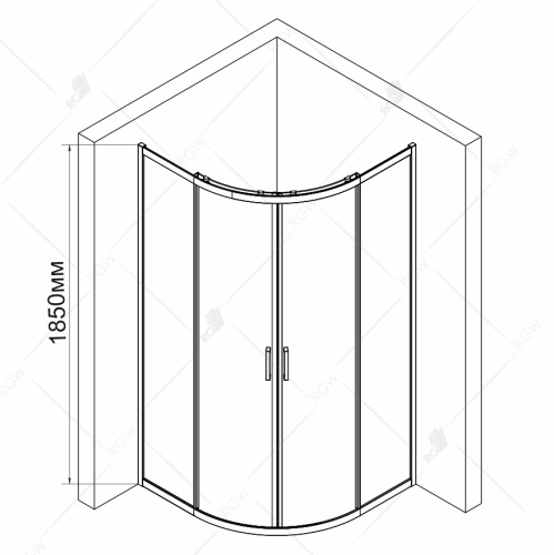 Душевой уголок RGW CL-53 полукруглый  90*90*185 06095399-11 профиль Хром стекло Прозрачное 6 мм RGW