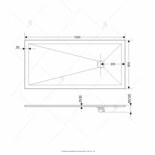 Душевой поддон прямоугольный RGW ST-Co Бетон мрамор  80*100*2,5 16152810-10 RGW
