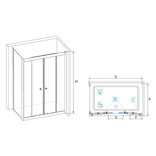 Душевой уголок RGW CL-43-1 (CL-10+Z-060-1) прямоугольный  130* 80*185 040943138-11 профиль Хром стекло Прозрачное 5 мм RGW