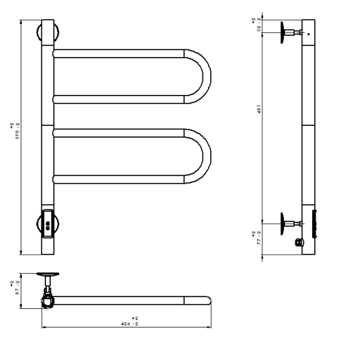 Полотенцесушитель электрический Vincea VTD-1R1CGE 44x60, графит, таймер, , шт