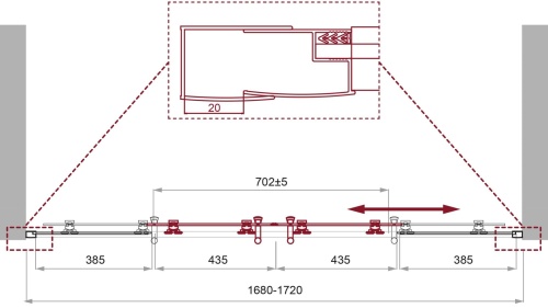 Дверь в проём 1700x1950 UNO-195-BF-2-170-P-Cr BELBAGNO