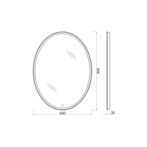 Зеркало с встроенным светильником и сенсорным выключателем SPC-VST-600-800-LED-TCH, 12W, 220-240V, 600x30x800   BELBAGNO