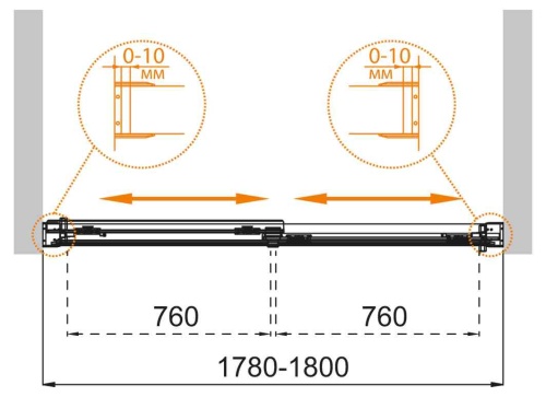 Шторка на ванну TANDEM-SOFT-VF-2-180/145-P-Cr 1800x1450 CEZARES