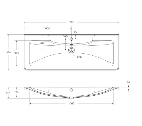 Раковина из искусственного мрамора BB1200/455-LV-MR-ALR  BELBAGNO