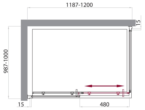 Душевой уголок прямоугольный  1200x1000x1850 UNO-AH-1-120/100-M-Cr BELBAGNO