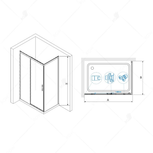 Душевой уголок RGW LE-41B (LE-12B + Z-050-2B) прямоугольный  150*100*195 34124105-014 профиль Чёрный стекло Прозрачное 6 мм RGW
