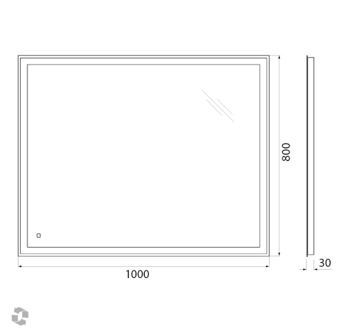 Зеркало с встроенным светильником и сенсорным выключателем SPC-GRT-1000-800-LED-TCH, 12W, 220-240V, 1000x30x800 SPC-GRT-1000-800-LED-TCH   BelBagno