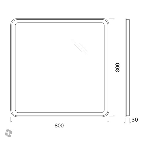 Зеркало с встроенным светильником и кнопочным выключателем SPC-MAR-800-800-LED-BTN, 12W, 220-240V, 800x30x800   BELBAGNO