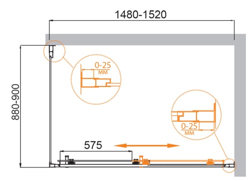 Душевой уголок, прямоугольный MOLVENO-AH-11-150/90-P-Cr  1500x900x1950 Cezares