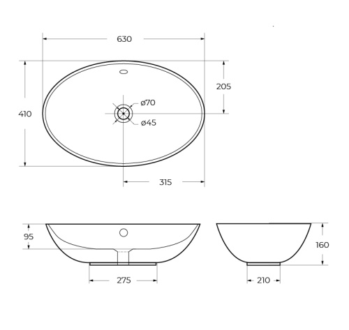 Раковина керамическая накладная, овальная BB1104  BB1104 BELBAGNO