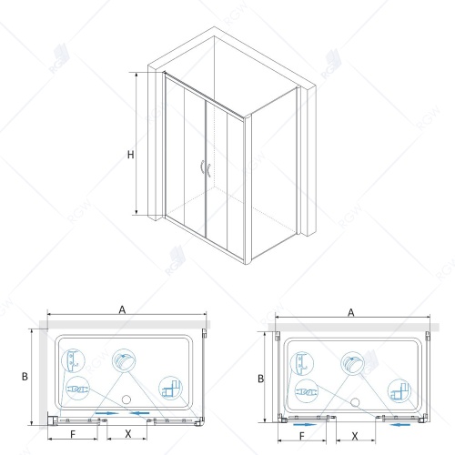 Душевой уголок RGW PA-41 (PA-11 + Z-050-2) прямоугольный  120* 90*195 01084192-011 профиль Хром стекло Прозрачное 6 мм RGW