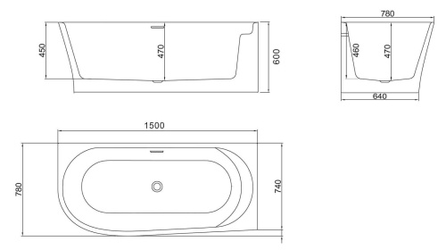 Акриловая ванна BELBAGNO BB410-1500-780-R