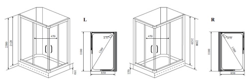 Timo Lux TL-1504 R душевая кабина (110*85*230), шт