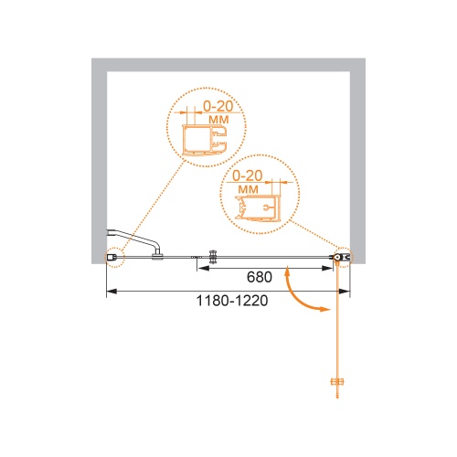 Дверь в проем ELENA-W-B-11-40+80-P-Cr-R 1200x1950 Cezares