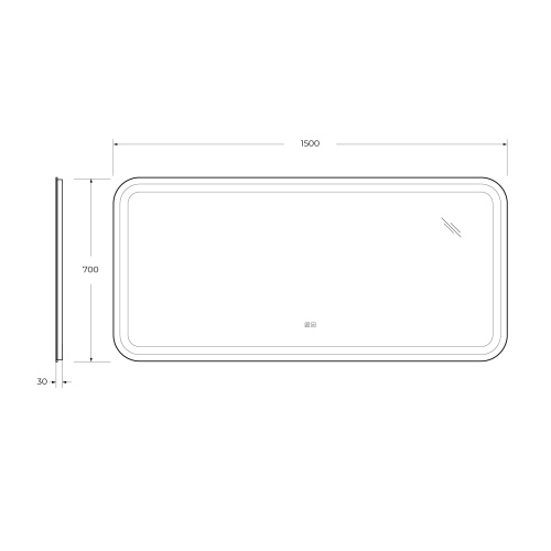 Зеркало со встроенной подсветкой, сенсорным выключателем и подогревом STYLUS 150x70x3  CZR-SPC-STYLUS-1500-700-TCH-WARM CEZARES