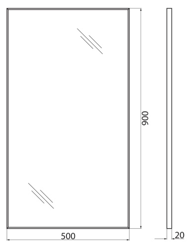 Зеркало в алюминиевой раме  SPC-AL-500-900 Алюминий 500x20x900 BelBagno