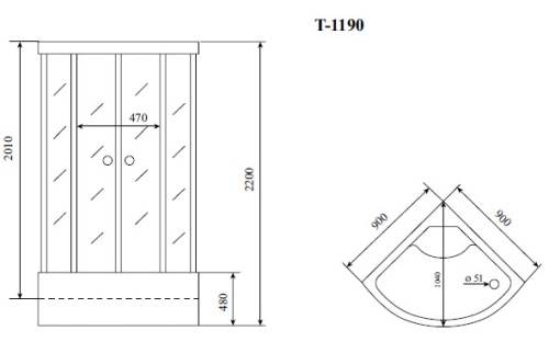 Timo Standart Т-5590 Г/М душевая кабина (90*90*220), шт