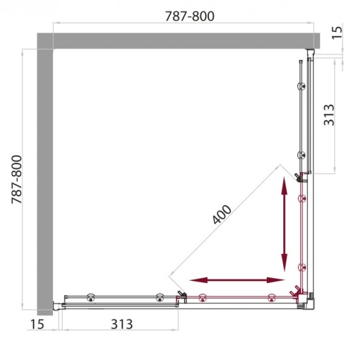 Душевая кабина 800x800x2350 UNO-CAB-A-2-80-C-Cr-TOP BELBAGNO