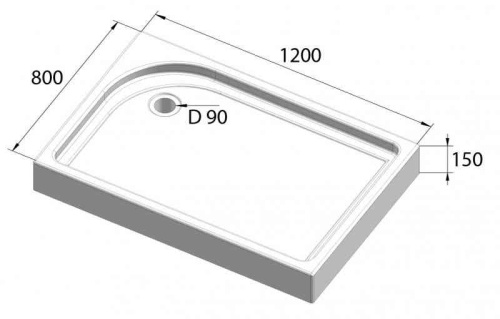 Поддон акриловый, прямоугольный 1200x800x150 TRAY-BB-AH-120/80-15-W-L BELBAGNO