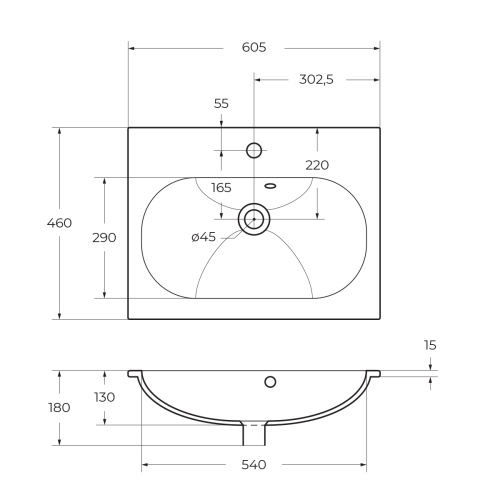 Керамическая раковина 600х460 мм BB1923-600