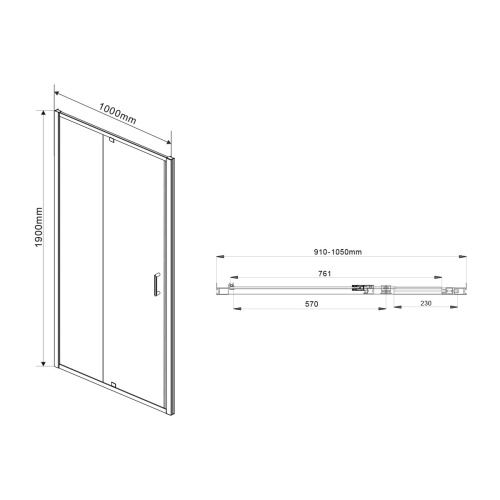 Душевая дверь Intra VDP-1I9010CL, 900/1000, хром, стекло прозрачное, , шт Vincea