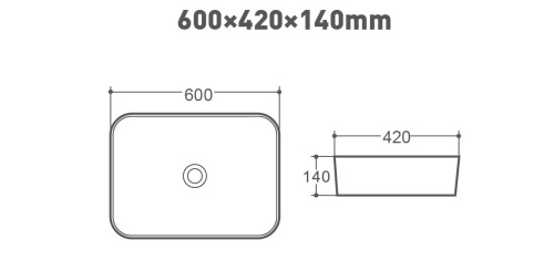 Раковина керамическая накладная AM310-T  600x420x140 ART&MAX